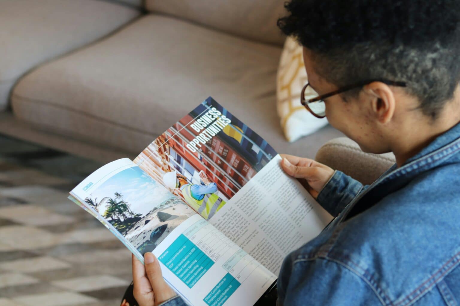 person reading a magazine